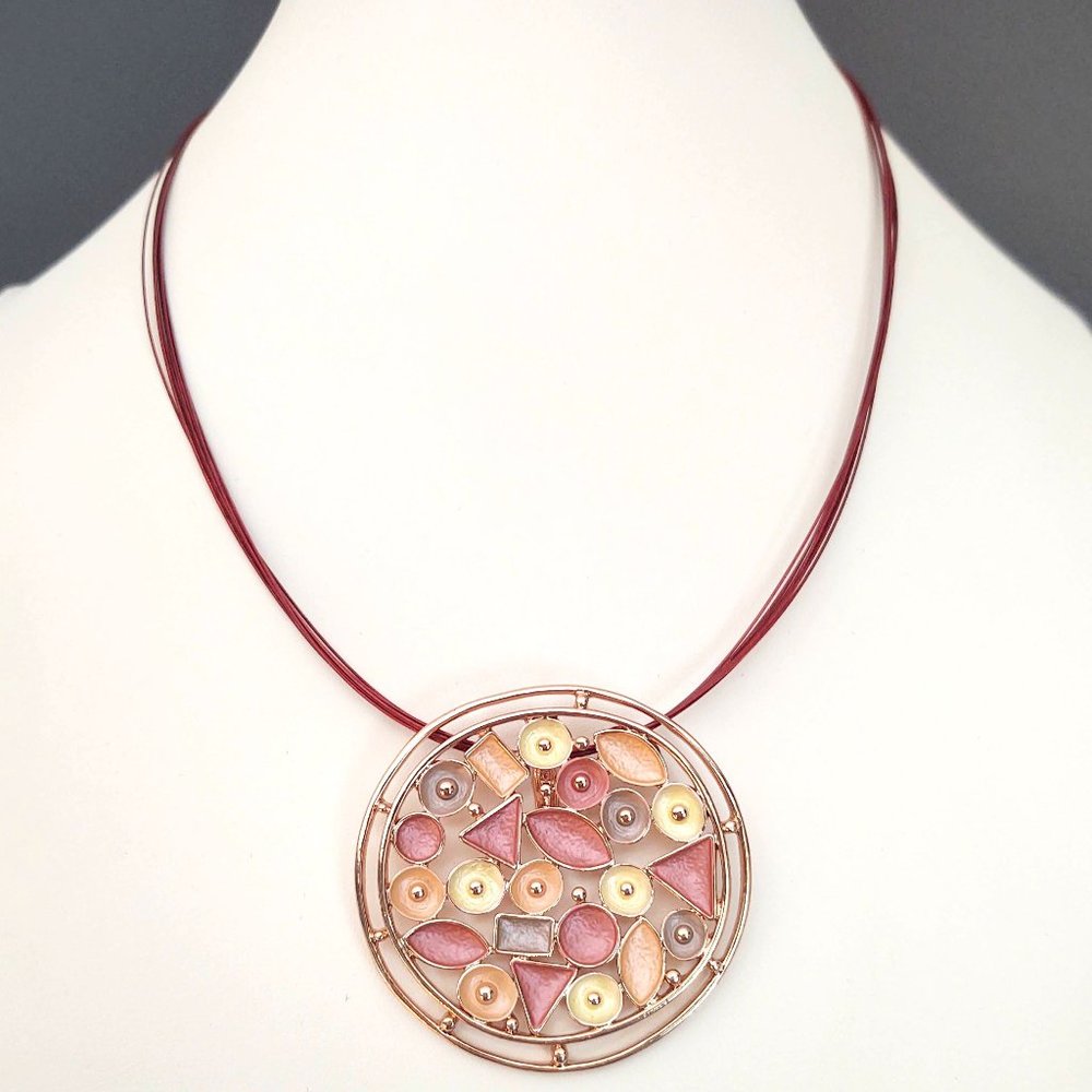 Muted pastel resin and rose gold pendant necklace
